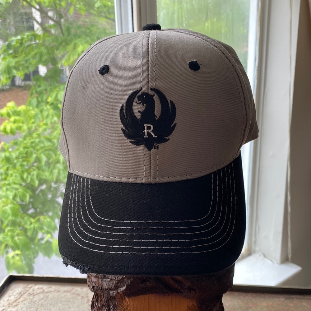 Ruger Firearms Black and Gray Structured Hat with Velcro Back & Distressed Bill